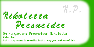 nikoletta presneider business card